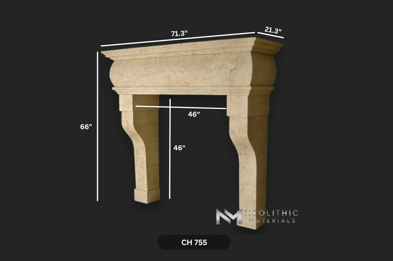 Limestone Fireplace Mantel - Image 4
